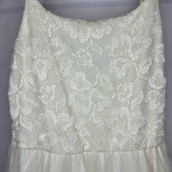 Windsor Cream Lace Tulle Dress, Sleeveless Fit & Flare Formal Party L - Picture 3 of 11